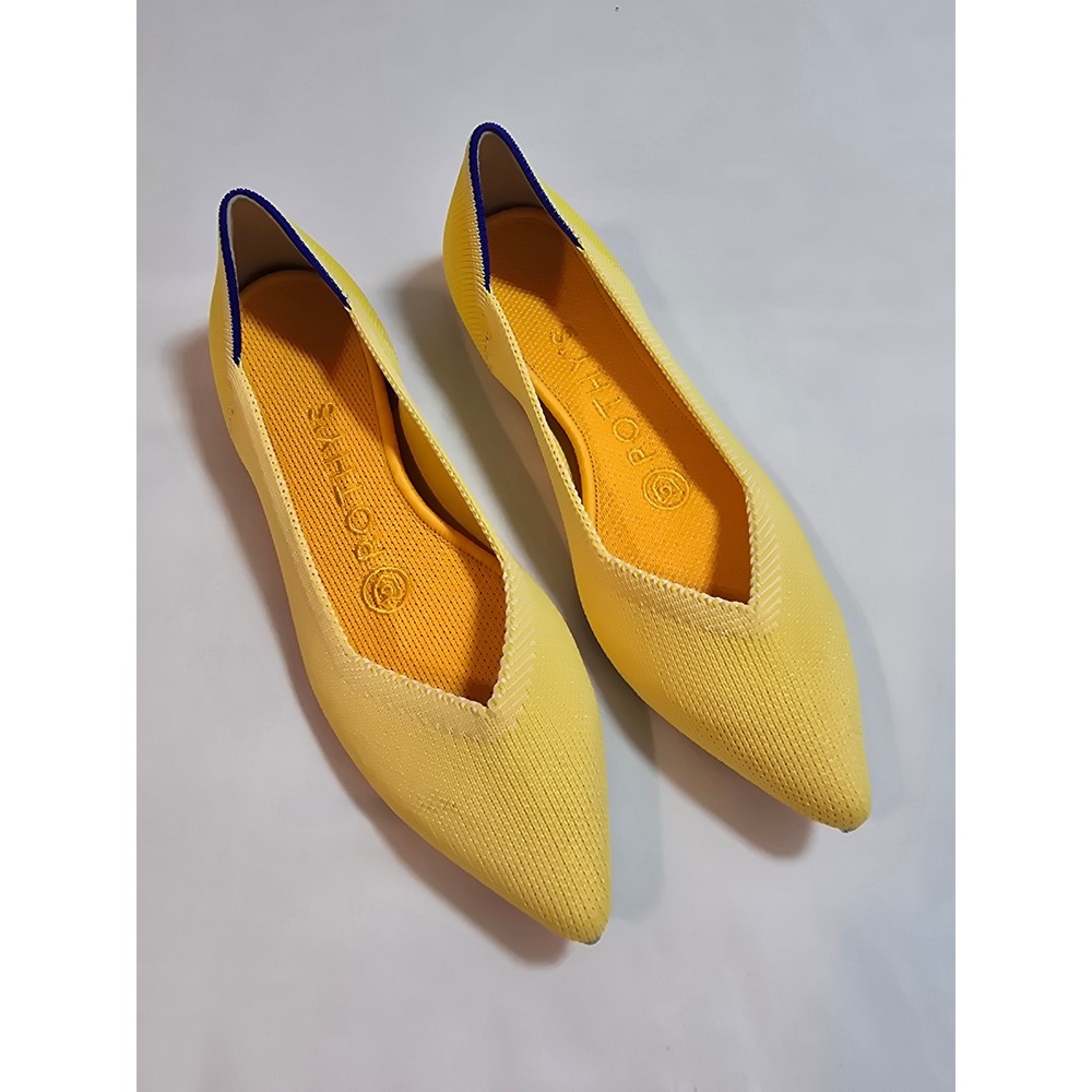 Rothys The Point Sunshine Yellow Pointed Toe Flats 002-210 Womens Size 5